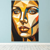 23_005, Portrait Woman, Kubist Abstrakt Art Leinwanddruck (Insitu (Holzboden))