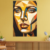23_005, Portrait Woman, Kubist Abstrakt Art Leinwanddruck (Insitu (Wohnzimmer))