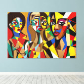 23_022, Afrikanischer Kubismus Art Leinwanddruck (Insitu (Holzboden))