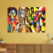 23_022, Afrikanischer Kubismus Art Leinwanddruck (Insitu (Wohnzimmer))