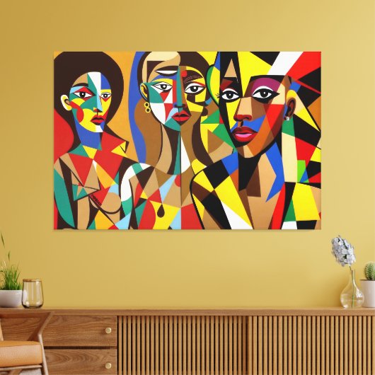 23_022, Afrikanischer Kubismus Art Leinwanddruck (Insitu (Wohnzimmer))