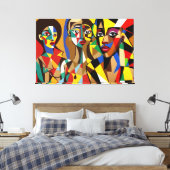 23_022, Afrikanischer Kubismus Art Leinwanddruck (Insitu (Schlafzimmer))