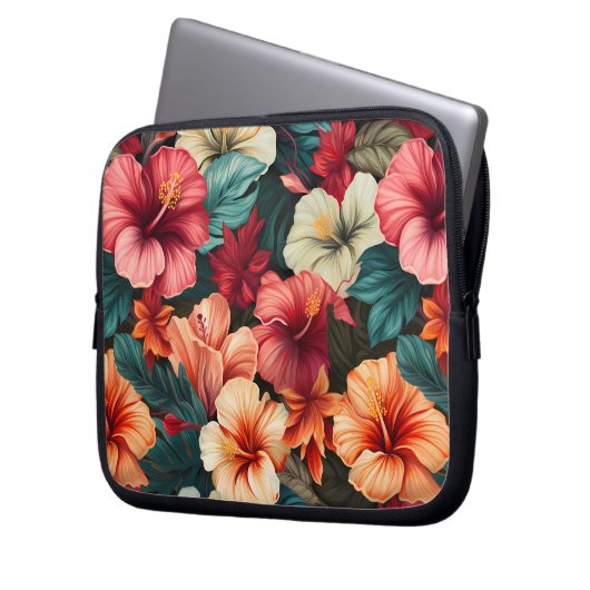 23 Blumenmuster Laptopschutzhülle (Vorderseite Links)