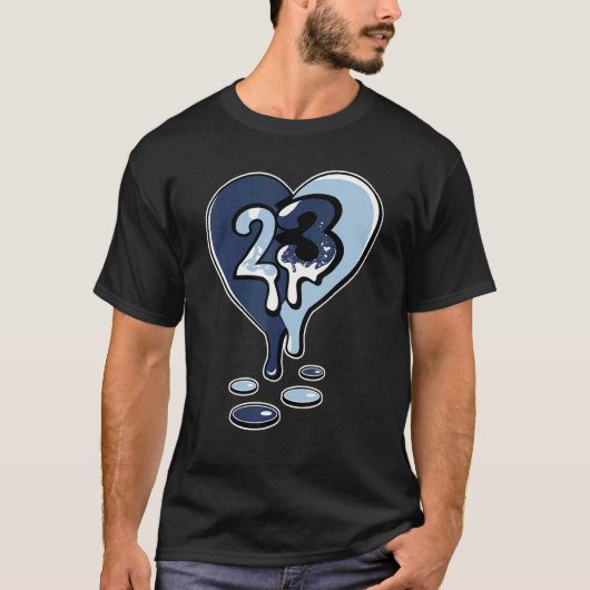 23 Drip Heart Midnight Navy 6s Matching T-Shirt (Vorderseite)