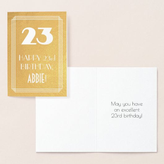 23. Geburtstag ~ Art-Déco-Stil "23" & Individuelle Folienkarte (Anzeige)