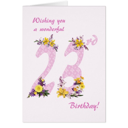 23. Geburtstag Blume Dekorierte Zahlen (Vorne)