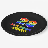 23. Geburtstag: Bold, Fun, Simple, Rainbow 23 Pappteller (Schrägansicht)