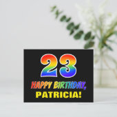 23. Geburtstag: Bold, Fun, Simple, Rainbow 23 Postkarte (Stehend Vorderseite)