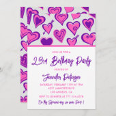 23. Geburtstag Einladungen Glam Pink Herz (Vorne/Hinten)