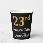 23. Geburtstag - Elegante Luxuriöse Imitate Gold L Pappbecher (Rückseite)