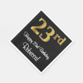 23. Geburtstag ~ Elegante Luxuriöse Imitate Gold L Serviette (Ecke)