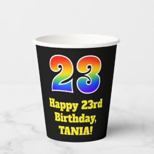 23. Geburtstag: Farbenfroh, Spaß, Spannung, Regen Pappbecher