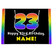 23. Geburtstag: Farbiger Regenbogen # 23, Individu Große Geschenktüte (Vorderseite)