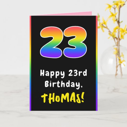 23. Geburtstag: Farbiger Regenbogen # 23, Individu Karte (Gelbe Blume)