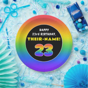 23. Geburtstag: Farbiger Regenbogen # 23, Individu Pappteller