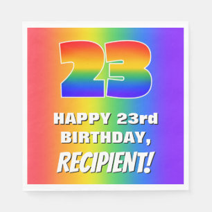23. Geburtstag: Farbiges, lustiges Regenbogenmuste Serviette