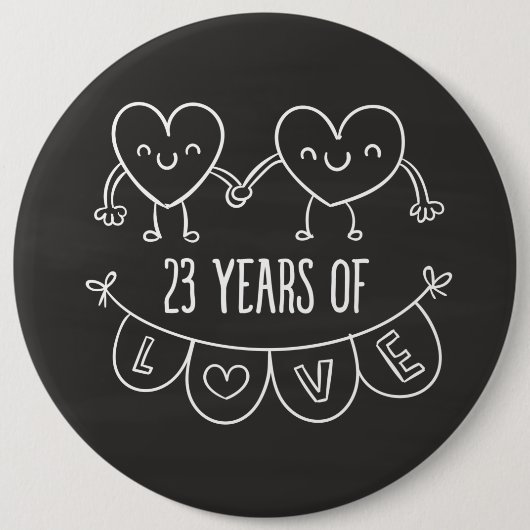 23. Geburtstag Geschenk Chalk Herzen Button (Vorderseite)