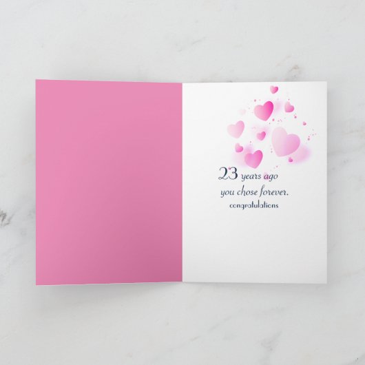 23. Geburtstag Herzblasen auf schwarz Karte (Innenseite)