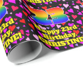 23. Geburtstag: Loving Hearts Pattern, Regenbogen Geschenkpapier (Rolleneckpunkt)
