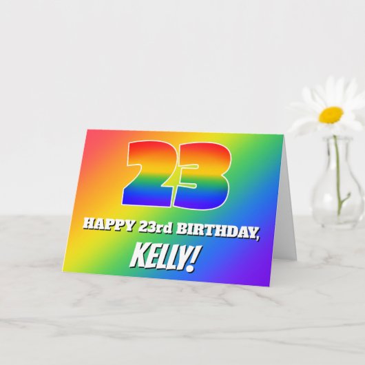 23. Geburtstag: mehrfarbiges Regenbogenmuster # 23 Karte (Kleine Pflanze)