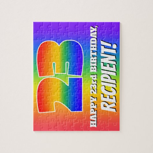 23. Geburtstag — mehrfarbiges Regenbogenmuster "23 Puzzle (Vertikal)