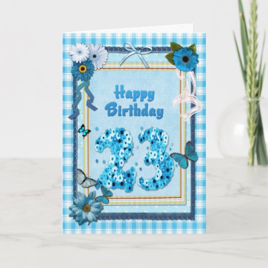 23. Geburtstag mit Scrapbook-Effekt Karte (Vorderseite)