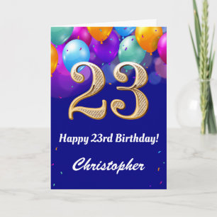 23. Geburtstag Navy Blue und Gold farbige Ballons Karte