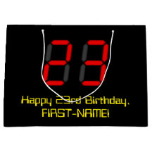 23. Geburtstag: Red Digital Clock Style "23" + Nam