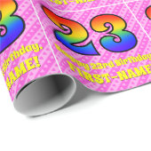 23. Geburtstag: Rosa Streifen & Herz, Regenbogen # Geschenkpapier (Rolleneckpunkt)