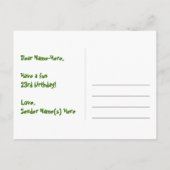 23. Geburtstag: Rosa Streifen und Herz, Regenbogen Postkarte (Rückseite)