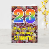 23. Geburtstag; Rustikale Blätter im Herbst; Regen Karte (Gelbe Blume)