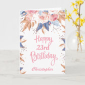 23. Geburtstag Wasserfarbe Botanisches Pink Floral Karte (Gelbe Blume)