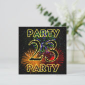 23. Geburtstagsfeier Einladung mit Feuerwerk (Stehend Vorderseite)