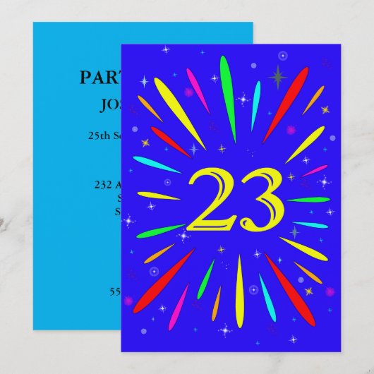 23. Geburtstagspartei Einladung Explosion (Vorne/Hinten)