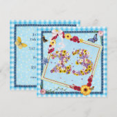 23. Geburtstagsparty Einladung Blume, Schmetterlin (Vorne/Hinten)
