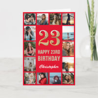 23. Happy Geburtstag Rot und Gold Foto Collage