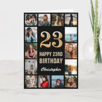 23. Happy Geburtstag Schwarz und Gold Foto Collage