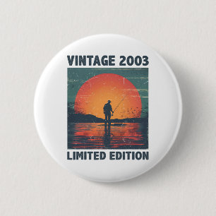 23 Jahre altes Geschenk 2003 Angeln Fischer Fisch Button