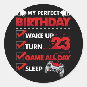23-jähriger Gamer Boy 22. Perfect Birthday Gaming Runder Aufkleber