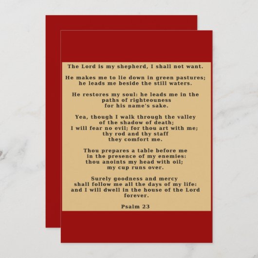 23. Psalm Rustikale Einladung (Vorne/Hinten)