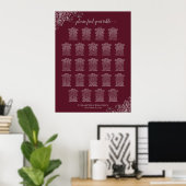 23 Tabelle Burgundy & Silver Wedding Seating Chart Poster (Heimbüro)