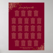 23 Tabelle Elegant Burgundy & Gold Seating Chart Poster (Vorne)