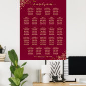23 Tabelle Elegant Burgundy & Gold Seating Chart Poster (Heimbüro)