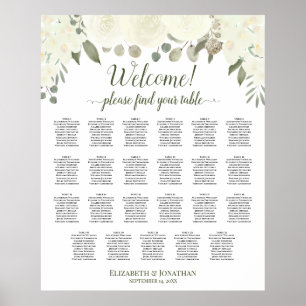 23 Tabelle Elfenbeinweiße Hochzeitskarte Poster