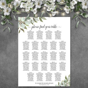 23 Tabelle Eukalyptus-Blätter Hochzeitstabelle Poster