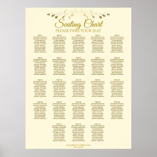 23 Tabelle Gold Creme Elegante Hochzeitskarte Poster