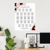 23 Tabelle Rot-Rosa-Blütensitzkarte Poster (Heimbüro)