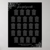 23 Tabelle Silver & Black Wedding Seating Chart Poster (Vorne)
