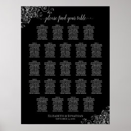 23 Tabelle Silver & Black Wedding Seating Chart Poster