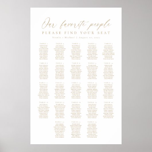 23 Tabellen Unsere Lieblings-Sitzkarte Poster (Vorne)